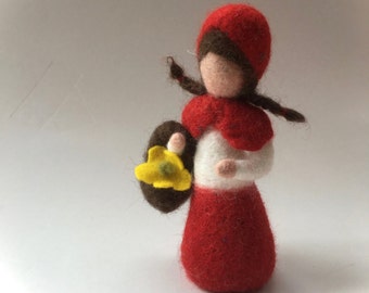 Little Red Riding Hood .Fairy tale .Grimm.Doll,Story,Felted. Waldorf