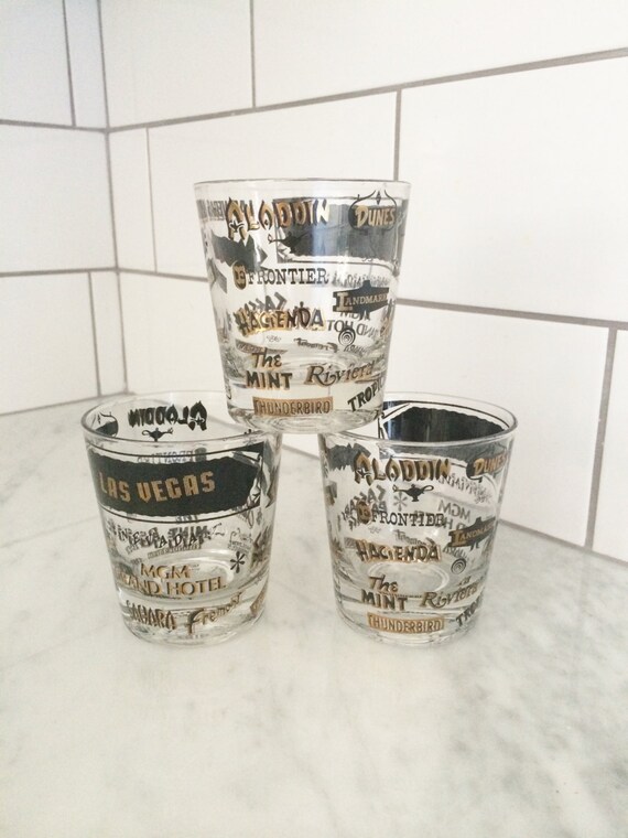 Las Vegas Barware Las Vegas Shot Glasses Gold Black by Comforte