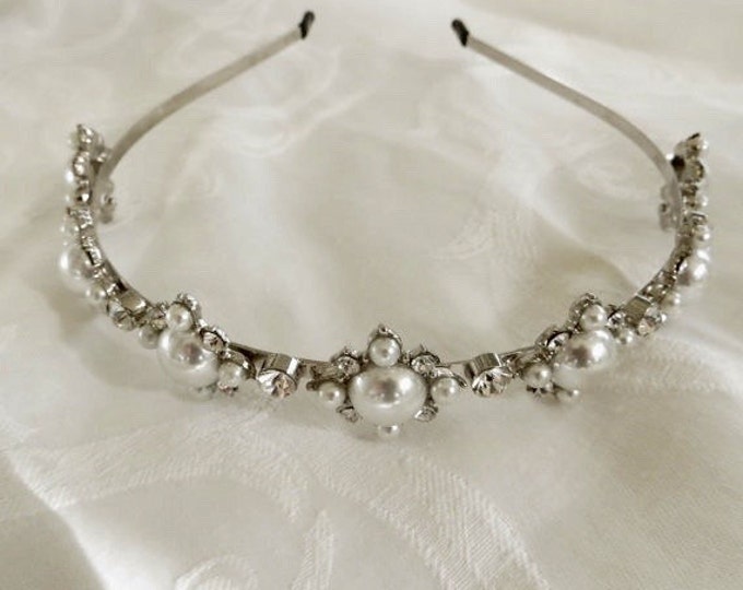 Pearl Rhinestone Headband, Bridal Head Piece, Wedding Hair Band, Formal Hair Jewelry