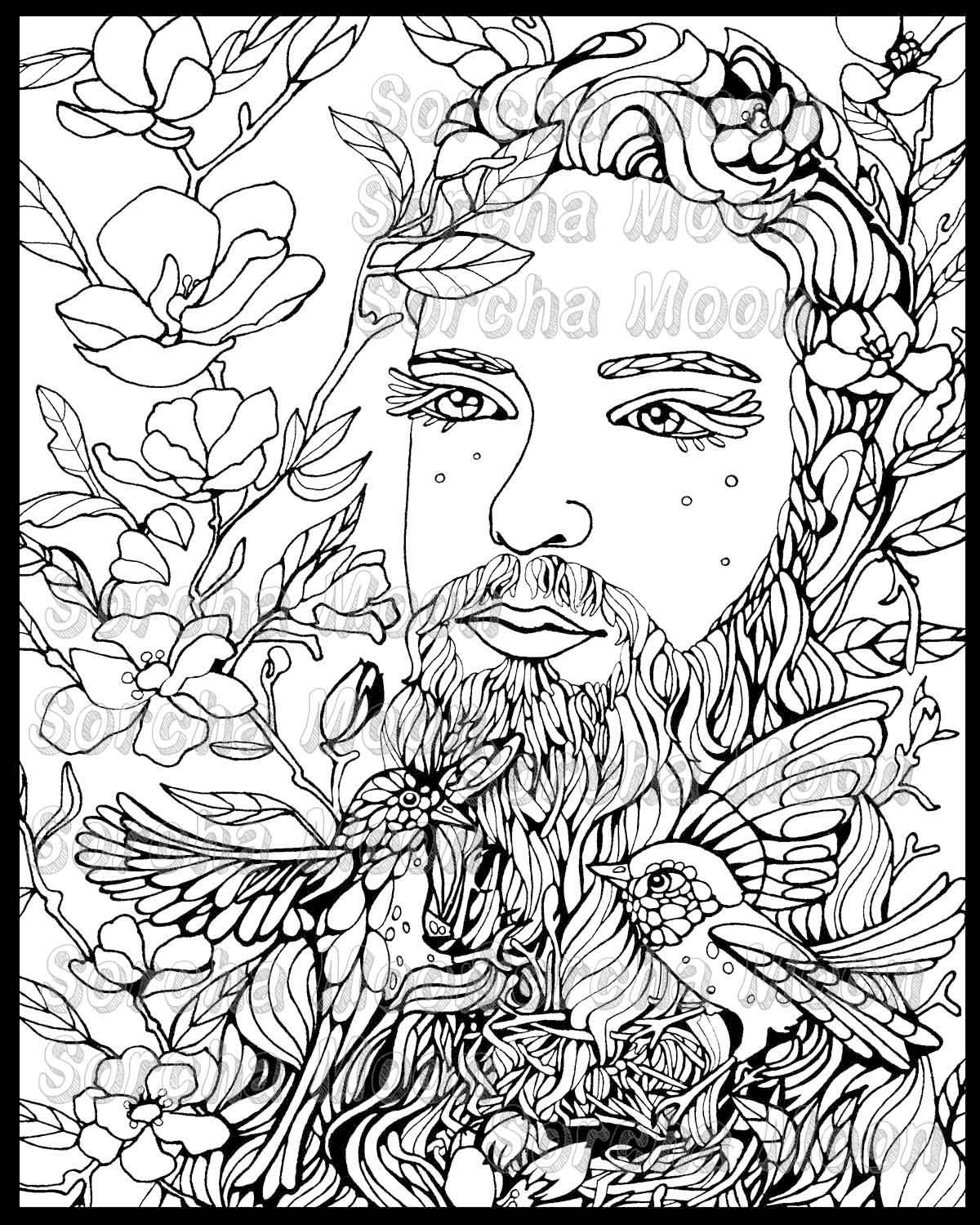 Bearded Man Coloring Page for Adults