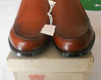 Vintage 1950's Boys Brown Leather Loafer Slip-On Shoes by The Status Shoe Juniors ~ Size 12.5 ~ Dead Stock, NEW In Box