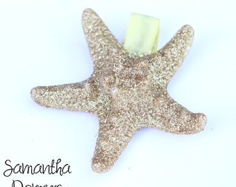 Gold Glitter Starfish Hair Clip