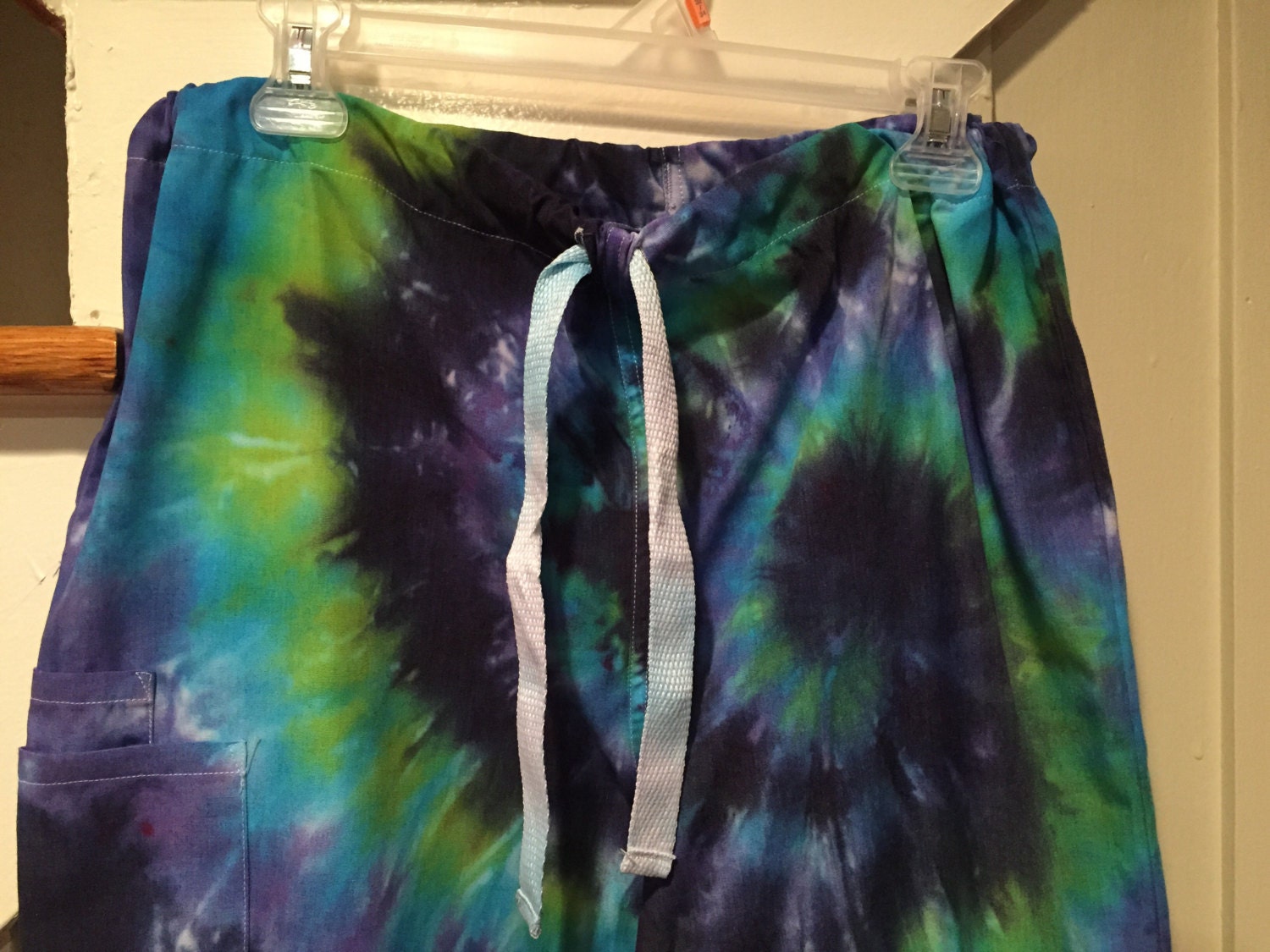 Tye dye scrub pant Groovy scrubs Navy lime lilac and