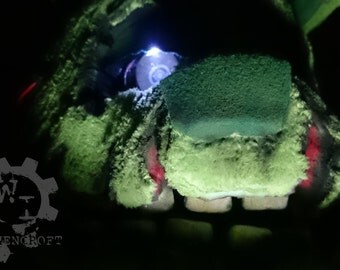 Springtrap FNAF Inspired Functional Full Head Mask with Moving Jaw & Light up Eyes! Most Screen accurate, lining, hidden switch, LEDs