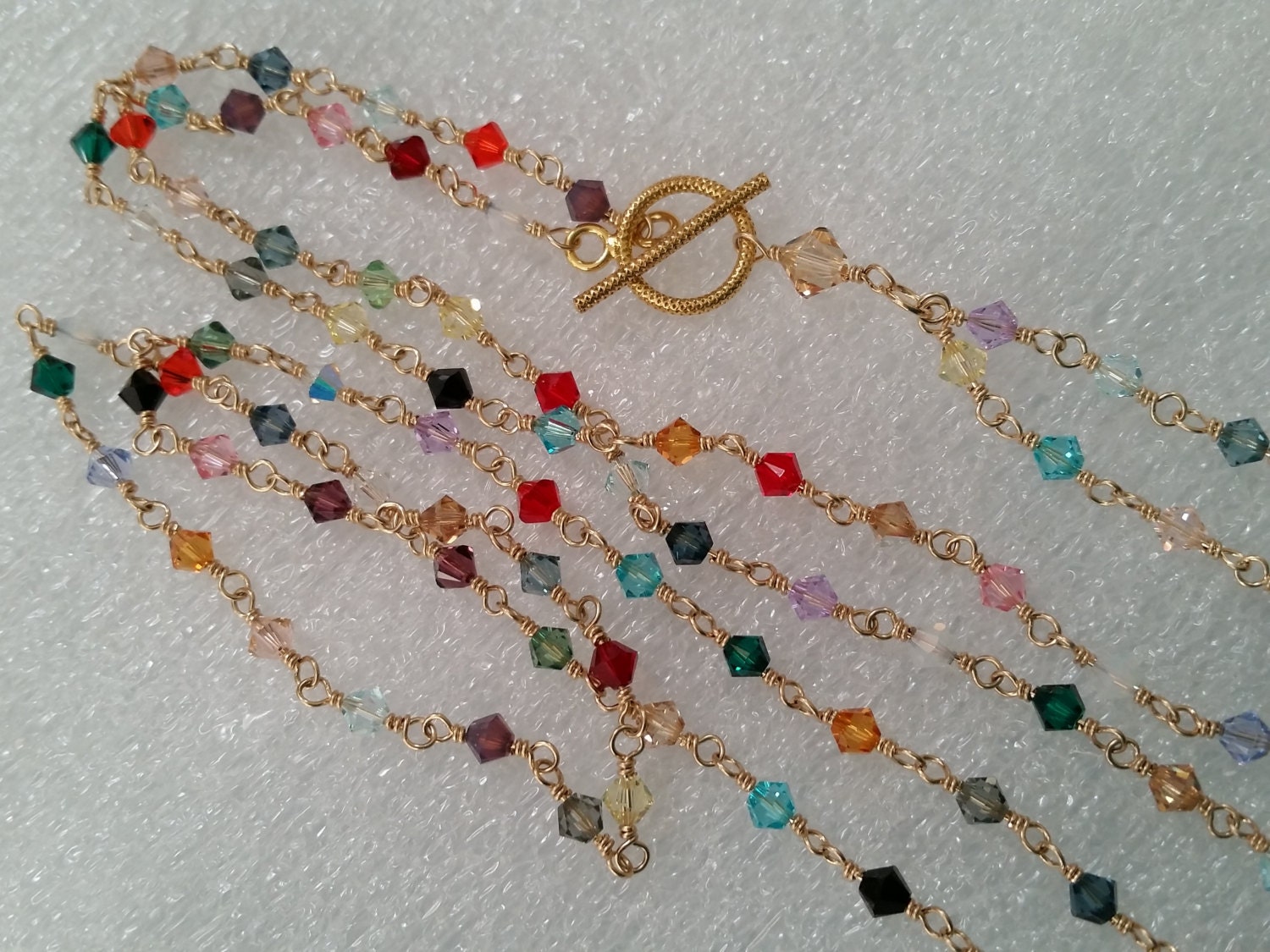 Multicolor Swarovski Crystal Necklace by JewelryByMe4U on Etsy