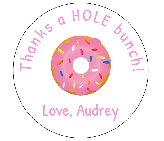 12 Donut Stickers, Thank You Labels, Hole Bunch, Donut Birthday, Donut ...