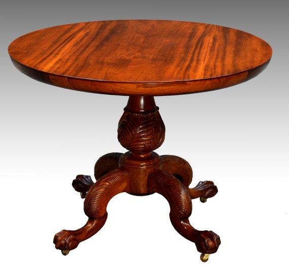 16964 Antique Victorian Ball and Claw Mahogany Parlor Table