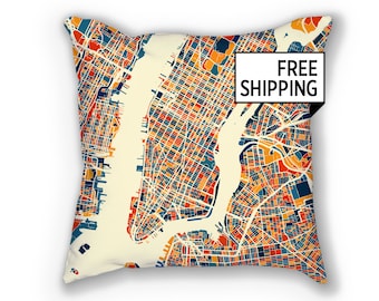 New York City Map Pillow - New York Map Pillow 18x18