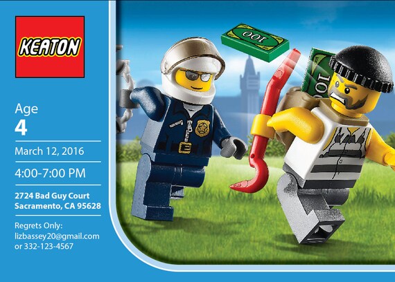 Lego City Birthday Invitations 2