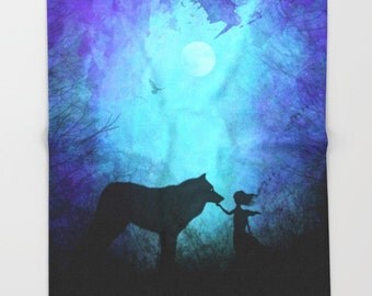 Super Soft Blanket | Wolf Blanket | Native American Blanket | Gypsy Blanket | Forest Blanket | Galaxy Blanket | Wolf silhouette