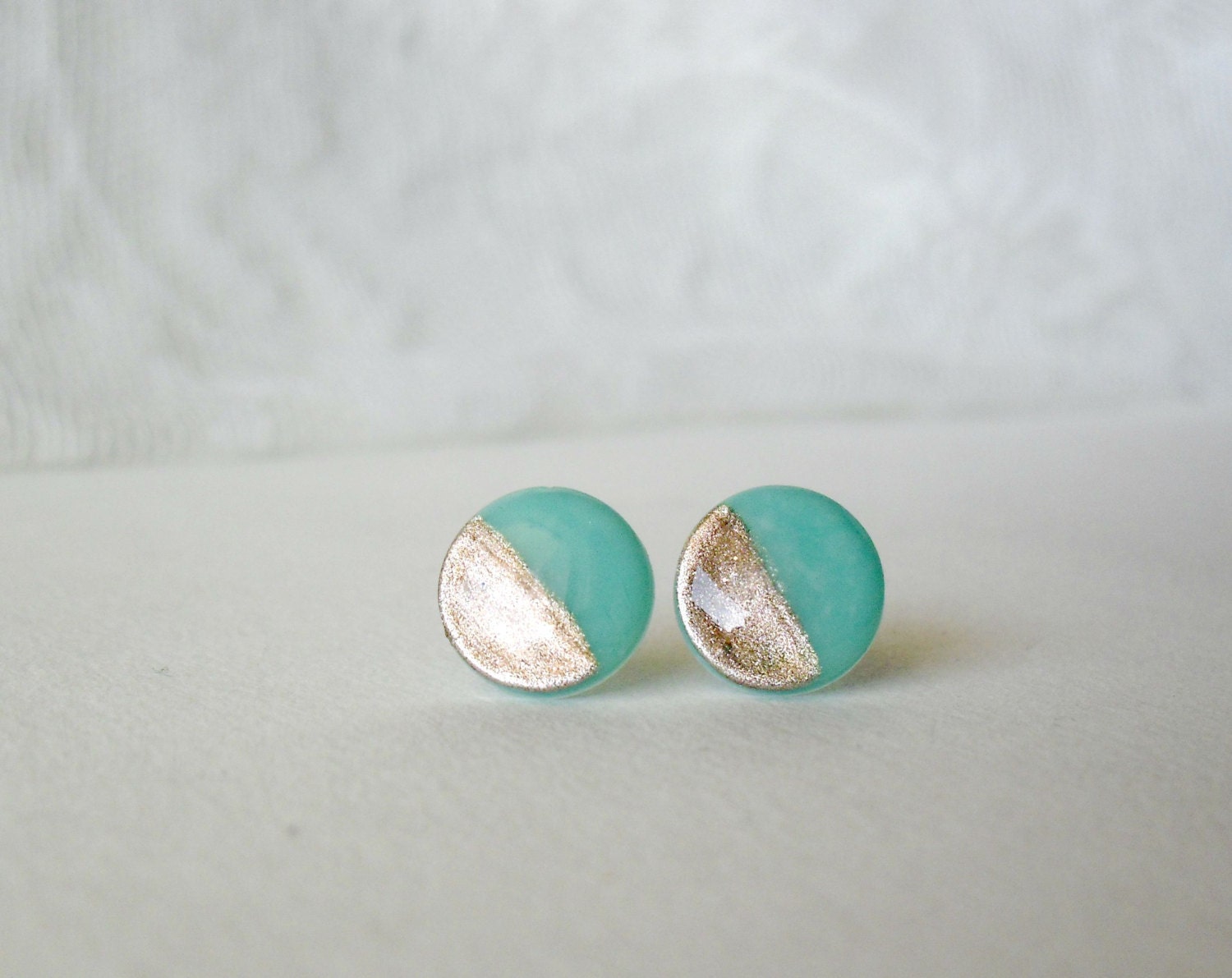 Mint gold stud earrings Elegant and everyday earrings