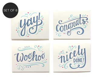 Congratulations Assorted Note Card Set of 8 (A2) - Congrats Boxed Set - Graduation Card Set