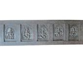Vintage Carved Headboard Five Nritya Ganesha Vastu Decor Wall Panel