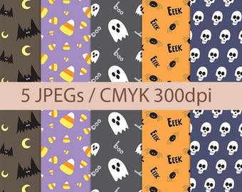 Hand Drawn Halloween Patterns/Paper // Digital Download High Quality