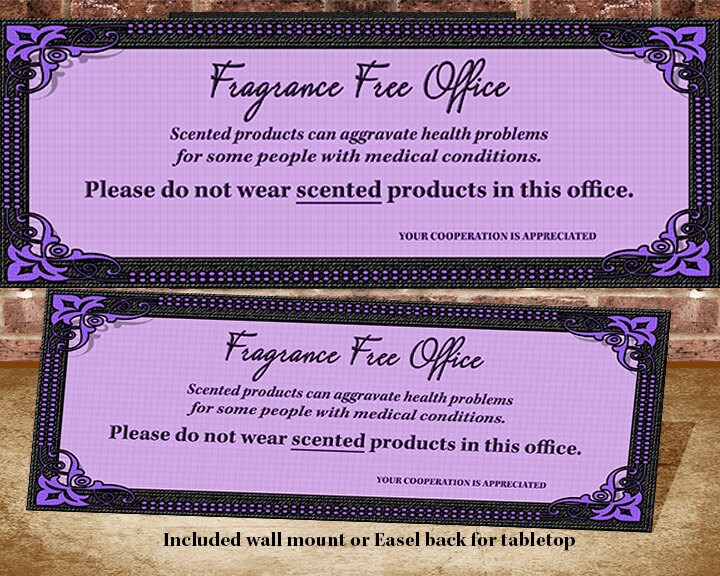 Fragrance Free Office SignPuple Personalized Mounted and