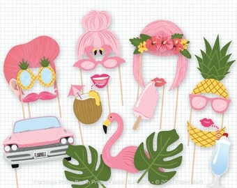 Flamingo Photo Booth Props, Pink Photobooth Props, Flamingo Party, Pink Tropical Theme, Flamingle Party, Birthday Party, Wedding Photo Booth