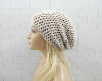 Beige Beanie Hat, Baggy Hat, Vegan Friendly, Skater Hat, Slouchy Beanie, Winter Hat, Womens Hat, Hipster Beanie, Slouch Hat, Beige Beanie
