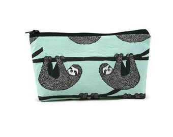 Sloth Zipper Pouch, Makeup Bag, Tampon Case, Toiletry Bag, Zippered Cosmetic Bag, Purse Organizer, Glam Bag, Sloth Bag, Sloth Pouch