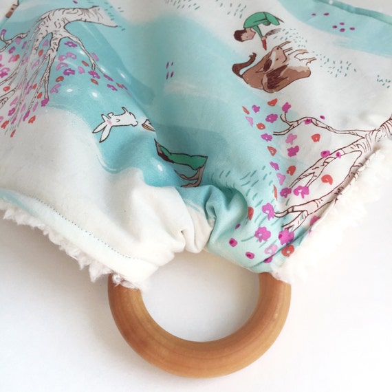 Teething Blanket Lap Blanket Teething Toy Baby by CloverandBirch