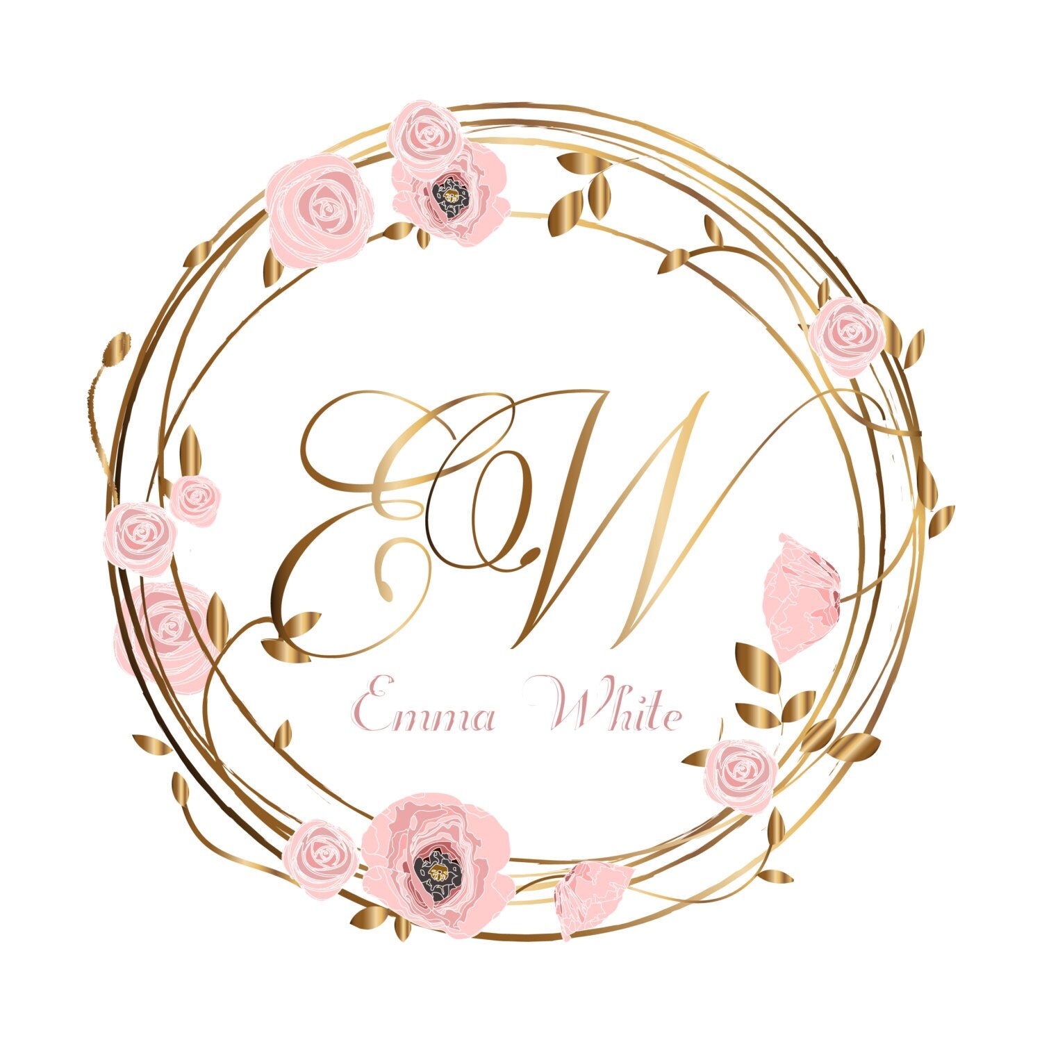 Wreath flowers logo Custom Logo design flower wreath Logo