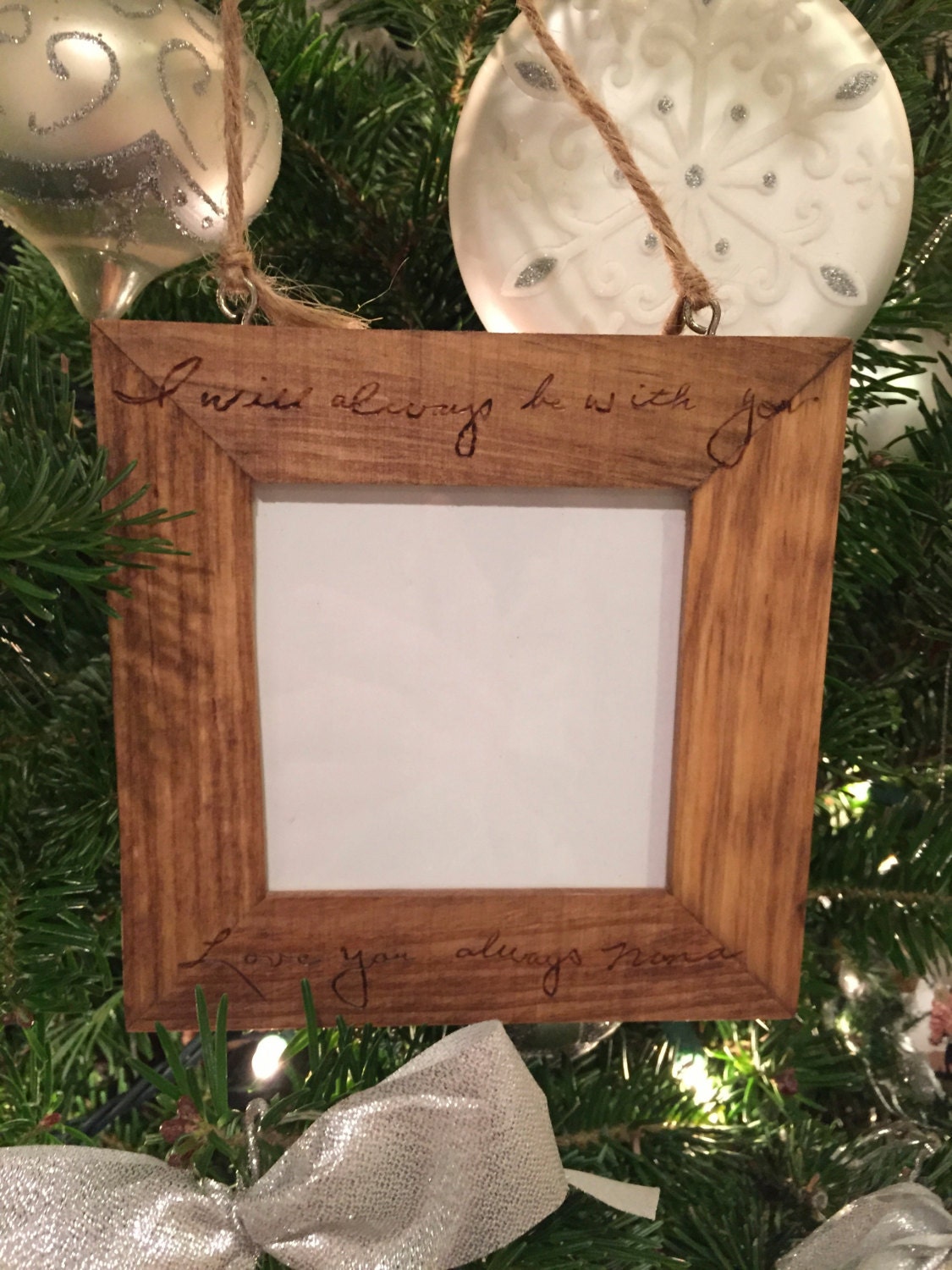 Wooden Picture Frame Christmas Ornament with Custom Wood