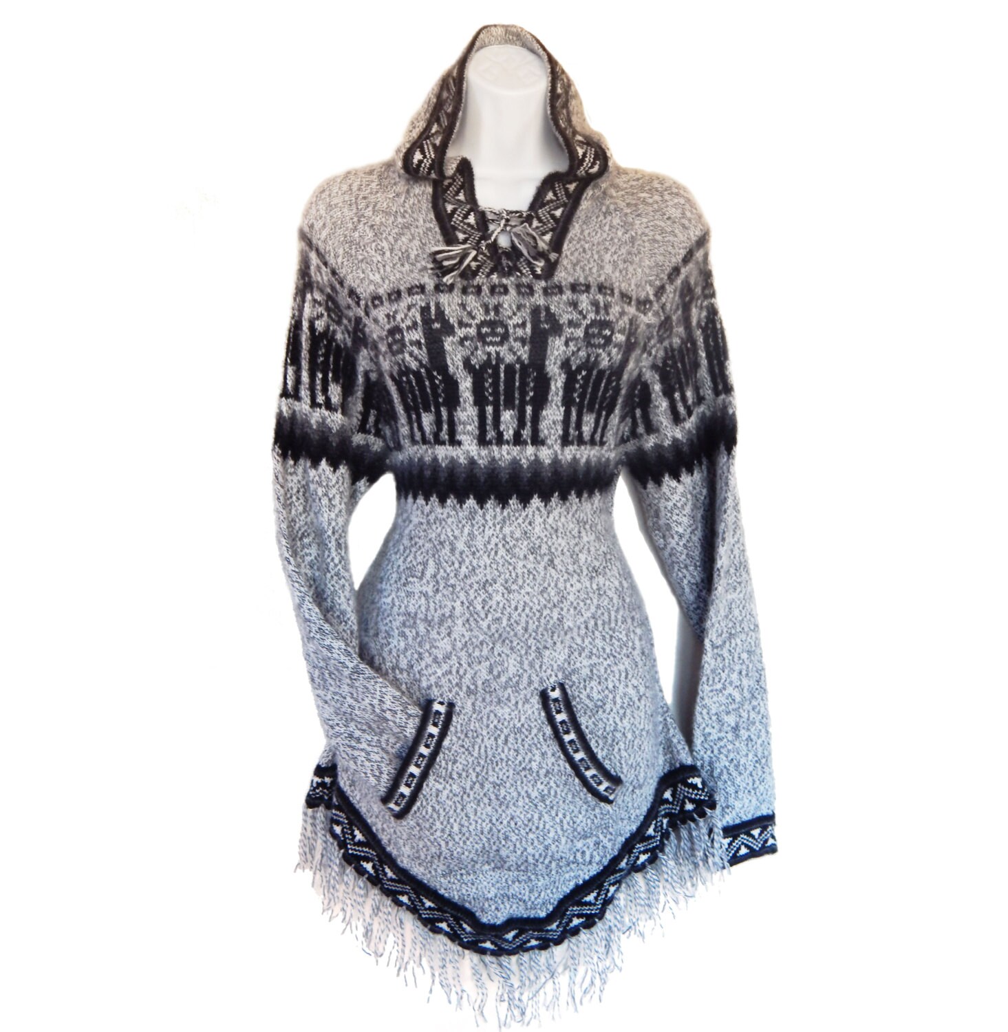 Alpaca Wool Sweater Hoodie Handmade Natural Colors Fine Alpaca