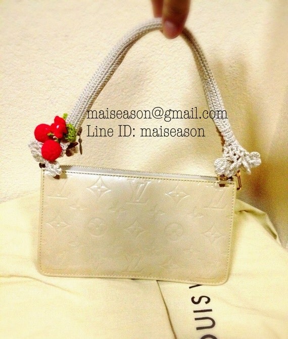 Items similar to Bag handle. Crochet Handle covers for Louis Vuitton Pochette with zipper ...