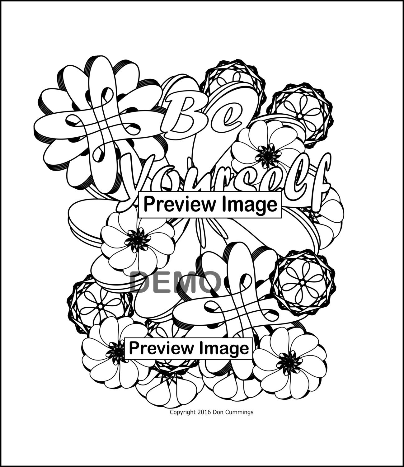 Be Yourself-Positive Affirmation Coloring Page-Adult Coloring