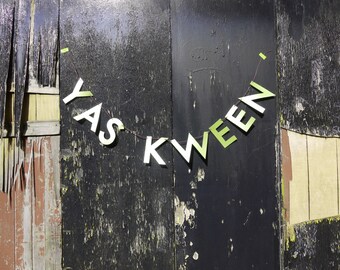 YAS KWEEN Broad City letter banner - home decor paper garland in pearlised pastel green