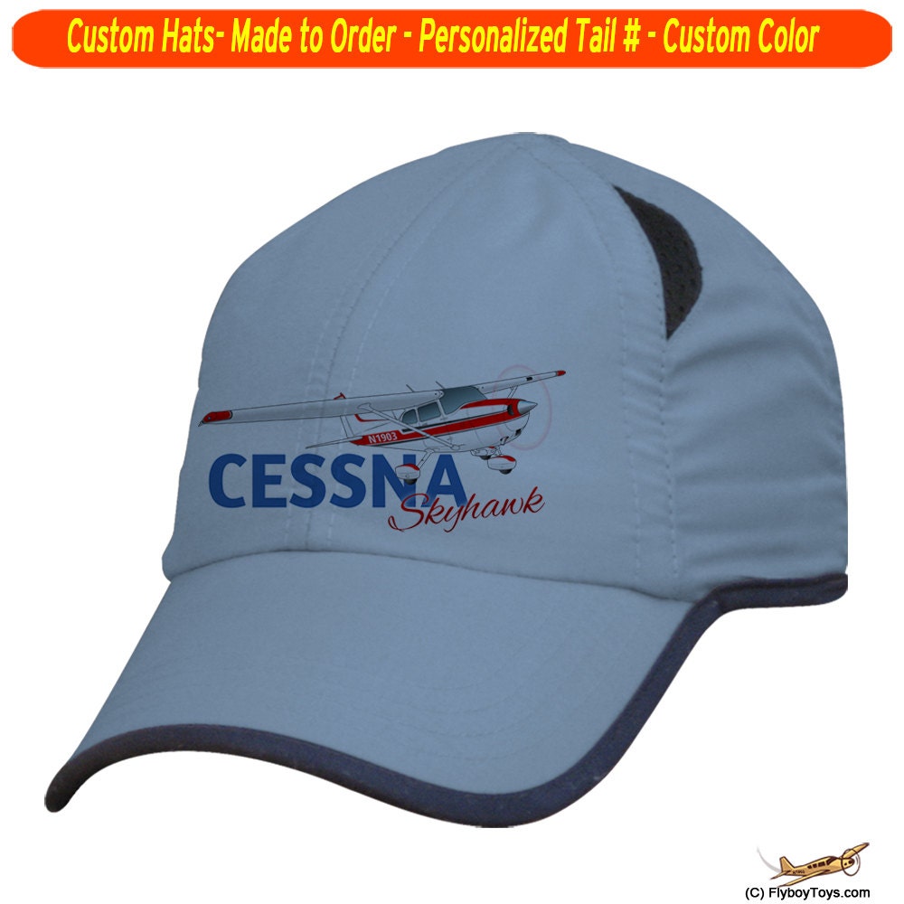 Cessna 172 Skyhawk Cap Custom Airplane Pilot Hat by FlyboyToys