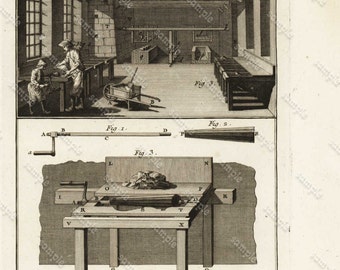 DIDEROT / PANCOUCKE Original From the first Edition - Detailed copper engraved prints - Fer Grosses Forges- Big iron Forges