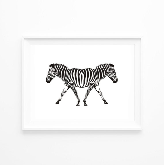 Zebra Print Nursery Animal Wall Art Black and White Nursery
