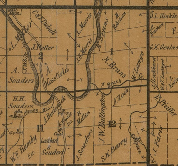 Gasconade County Missouri 1875 Old Wall Map with Landowner