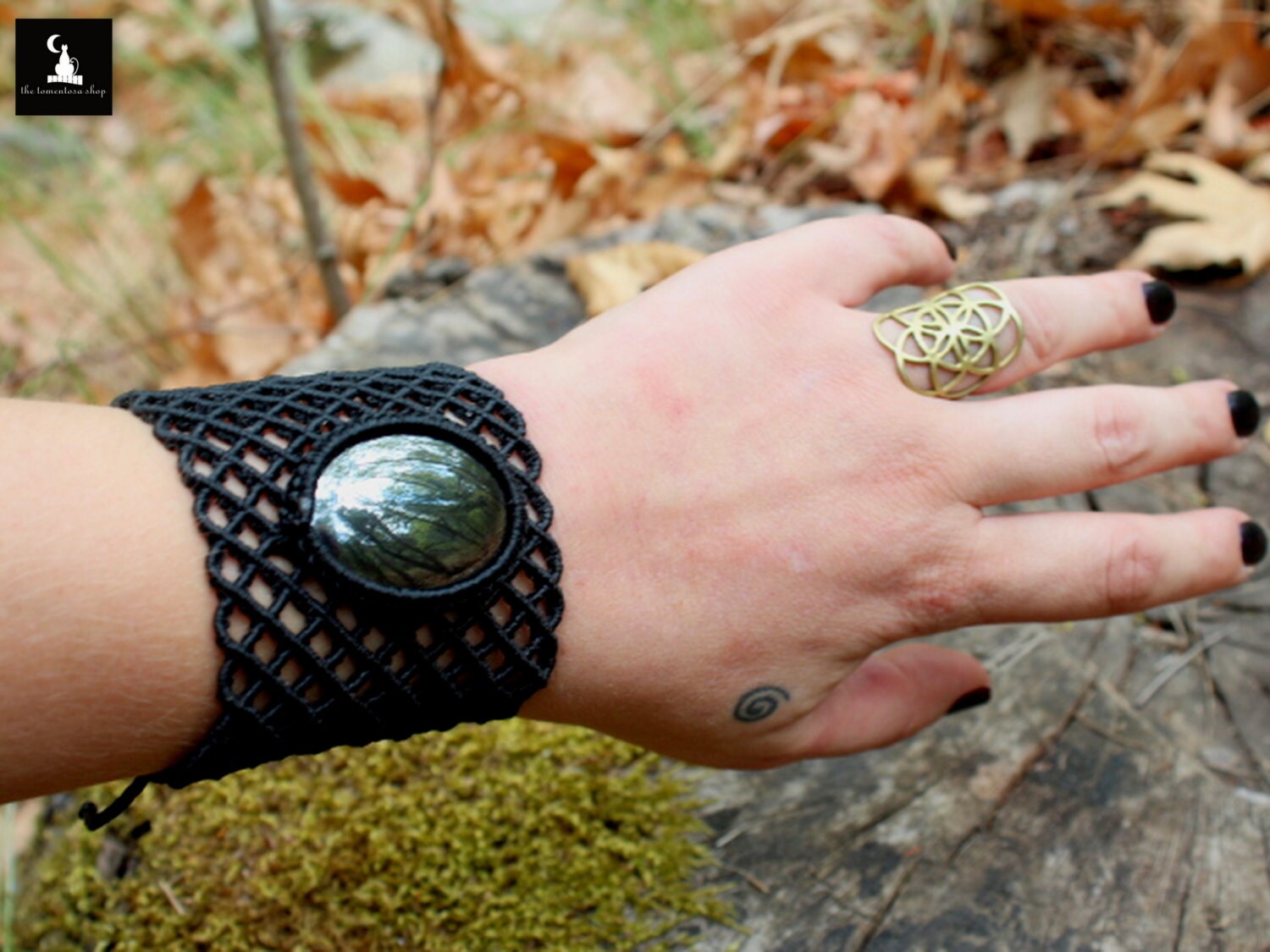 Hematite Macrame Bracelet Black bracelet Gothic