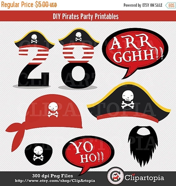 50% OFF SALE DIY Pirate Party Printables / Pirate Photo Booth Props for Personal and Commercial Use Il_570xn