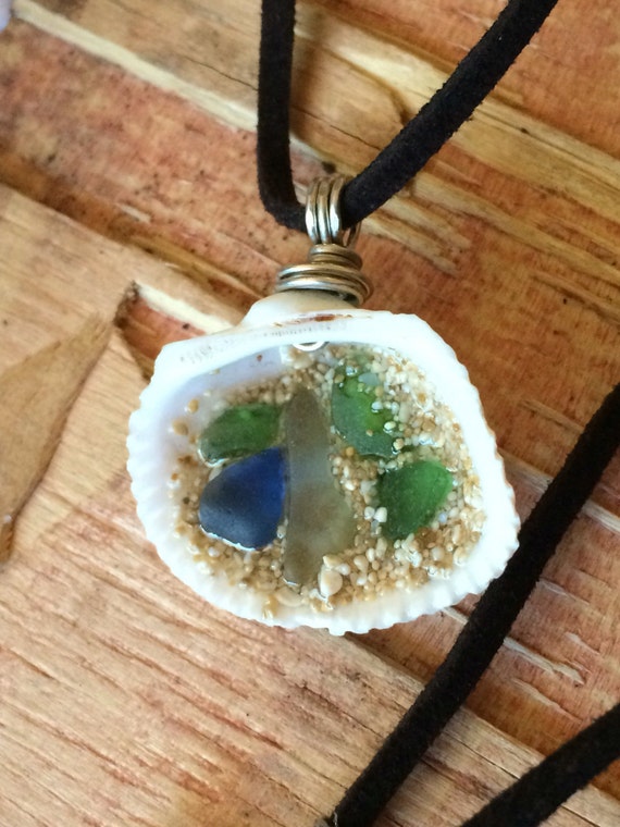 Sea Glass Jewelry 22 Long Necklace Bright Blue Green