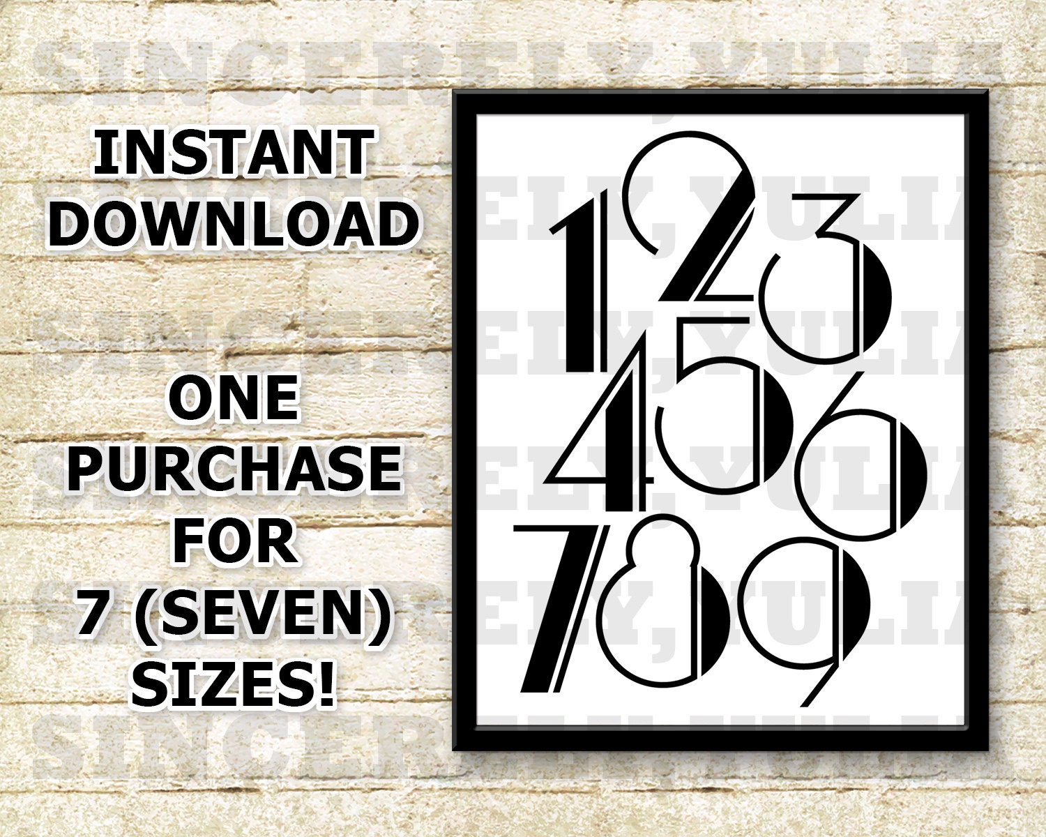 NUMBERS 123456789 Printable Wall Art. Numbers by SincerelyYulia