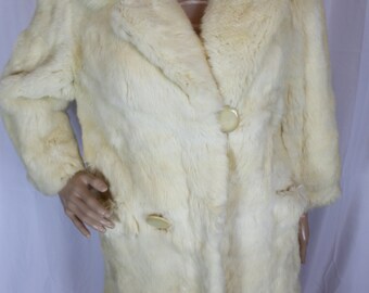 Fur coat off-white rabbit
