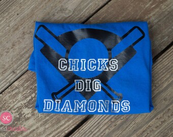 chicks dig diamonds baseball shirt