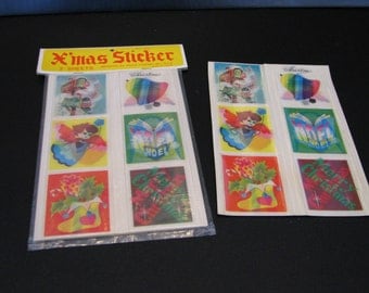 196o's lenticular christmass sticker sheets NOS