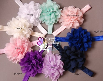 U Pick - Chiffon Lotus Flower Headband, Single Flower Headband, Flower Clip, Soft Airy Flower - SB-052LS