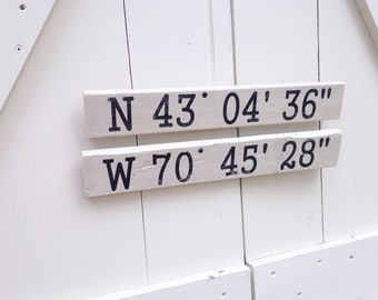 Personalized GPS Coordinates Signs - Lake House decor, Beach House decor, Beach House sign, nautical sign