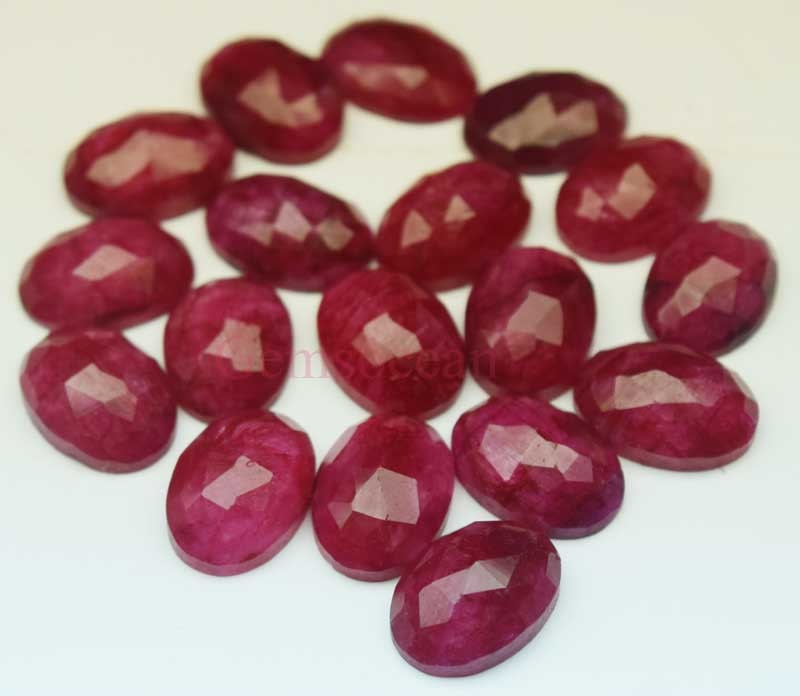 Lot of Stunning 10 Pieces AAA Quality Ruby 10x14 mm Oval Rose Cut Loose ...