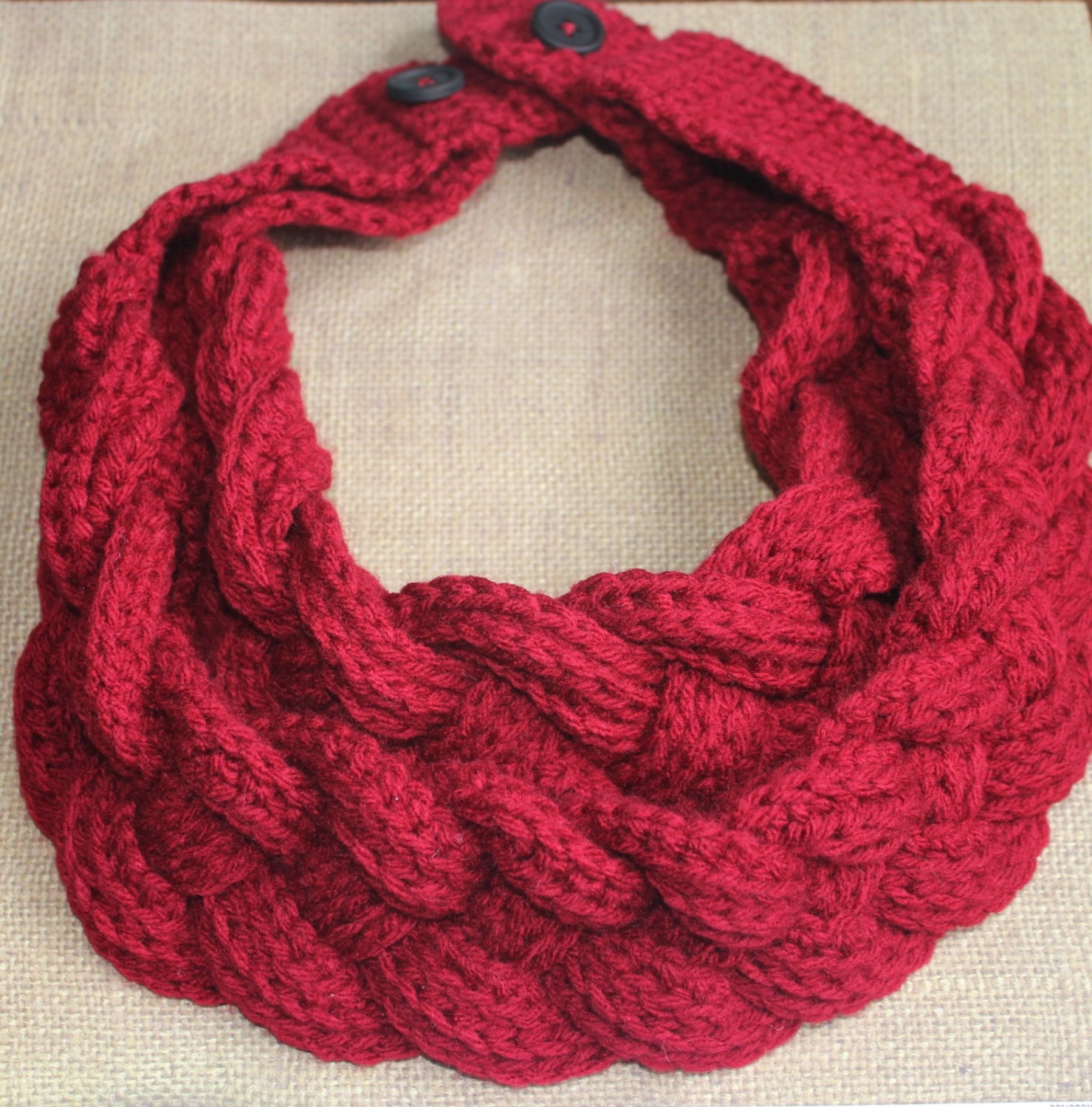 Crochet Braided Cowl Crocheted Double Braided Scarf with