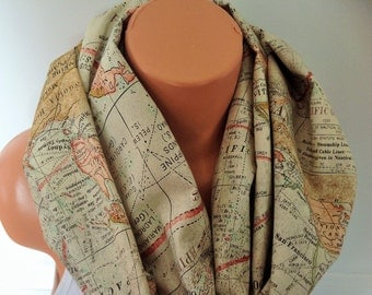 World map scarf infinity scarf soft Cotton loop scar infinite scarf