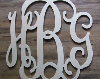 FREE SHIPPING! 20" x 20" Wooden Monogram - Unpainted Letters - Personalized Letters - Wedding - Wall Decor - Childrens Room Dorm Room