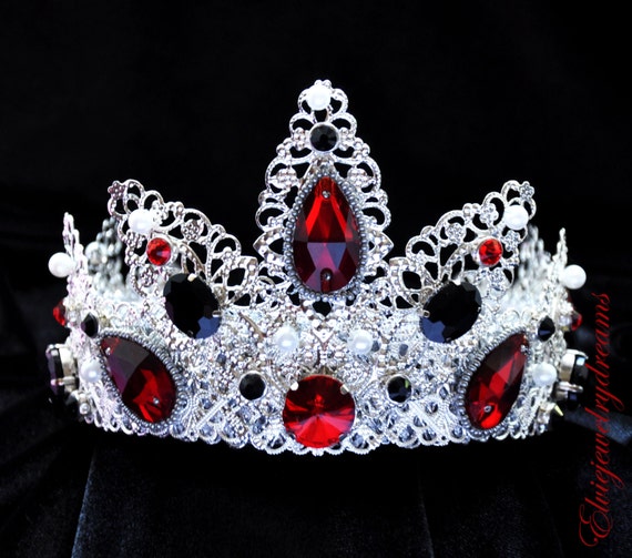 Red Crown Red Tiara Crystal Crown Red Black By Elviejewelrydreams