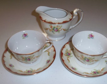 Harmony House Wembley 1954 Set Of Two Cups & Saucers And A Creamer