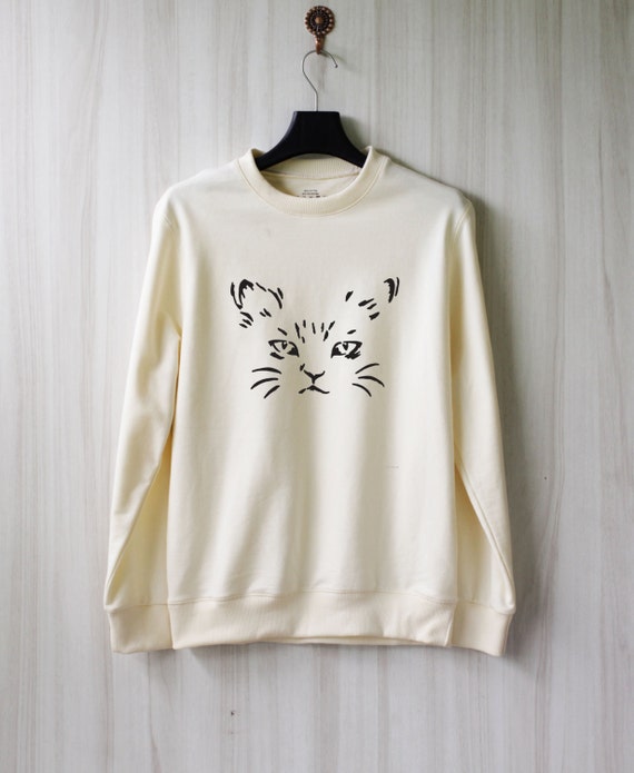 Cat Sweatshirt Meow Kitten Cat Sweater Women Jumper Pullover