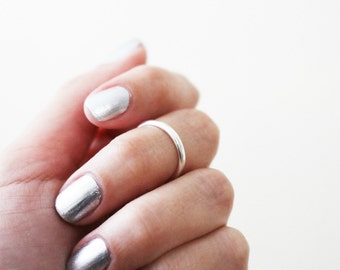 Thin Knuckle Ring / Plain Silver Midi Ring / Stacking Ring
